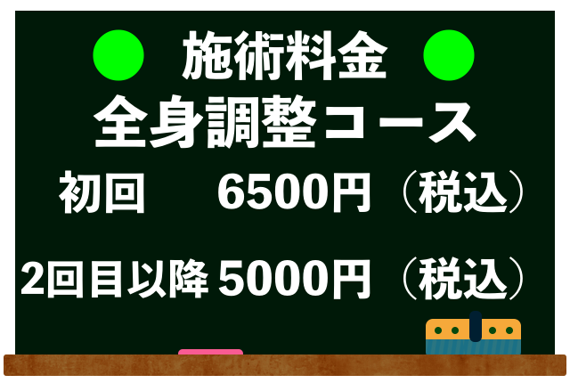 施術料金(全身調整コース・税込価格)