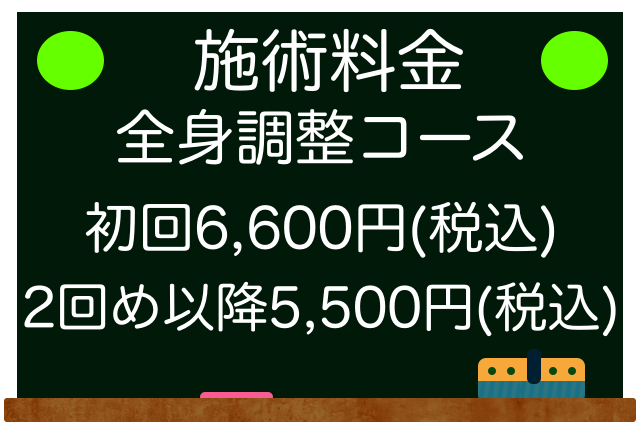 施術料金（全身調整コース・税込価格）