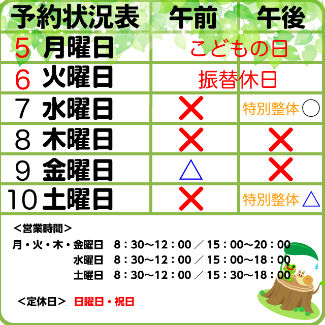 5/7-10予約状況