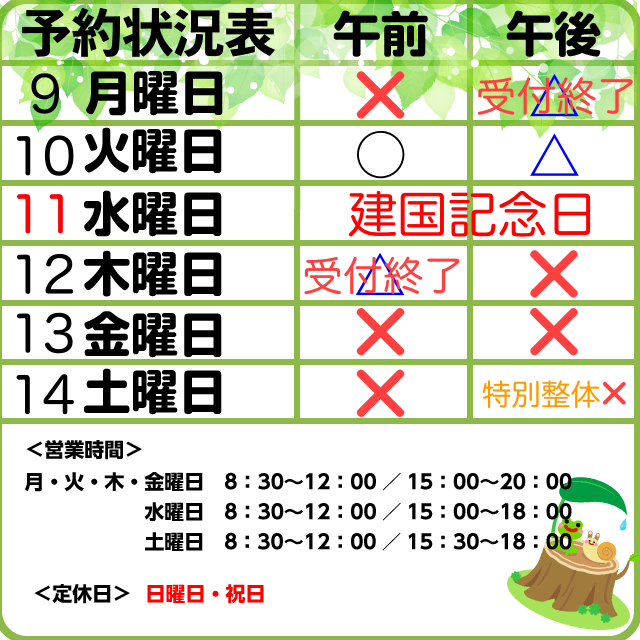 2/9-14予約状況