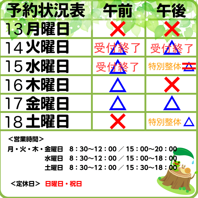 4/13-18予約状況