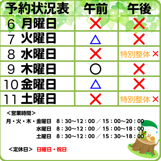 7/6-11　予約状況