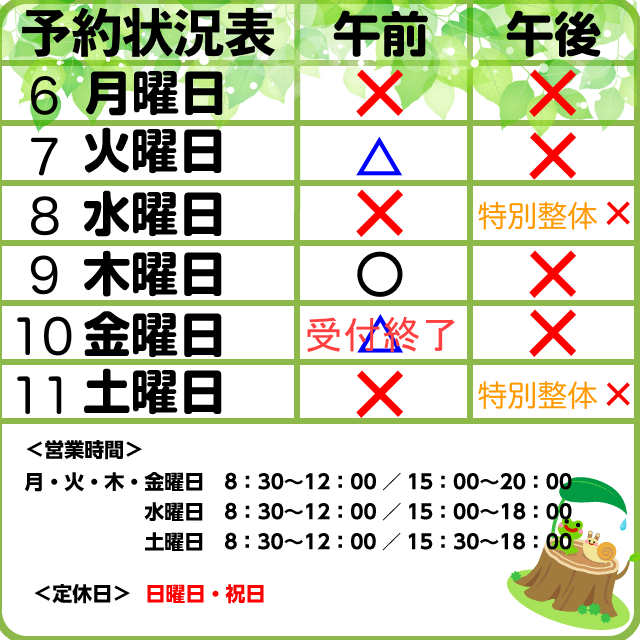 7/6-11　予約状況